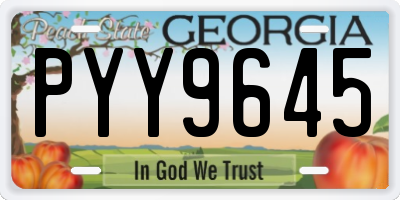 GA license plate PYY9645