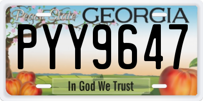 GA license plate PYY9647