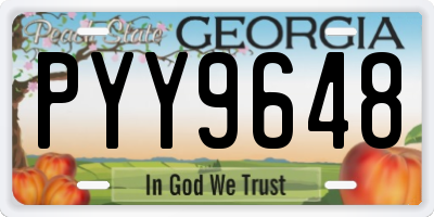 GA license plate PYY9648