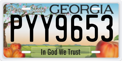 GA license plate PYY9653