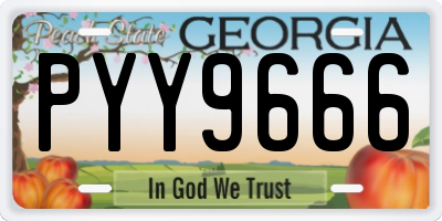 GA license plate PYY9666