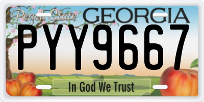 GA license plate PYY9667