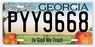 GA license plate PYY9668