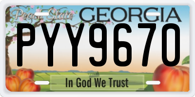GA license plate PYY9670