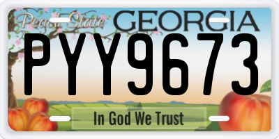 GA license plate PYY9673