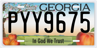 GA license plate PYY9675