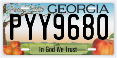 GA license plate PYY9680