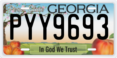GA license plate PYY9693