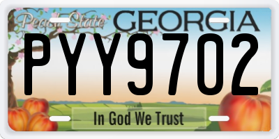 GA license plate PYY9702
