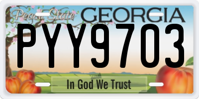 GA license plate PYY9703