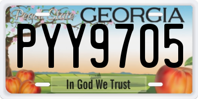 GA license plate PYY9705