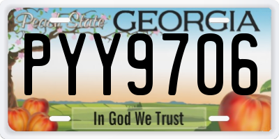 GA license plate PYY9706