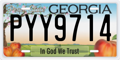 GA license plate PYY9714