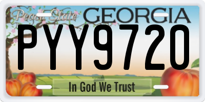 GA license plate PYY9720