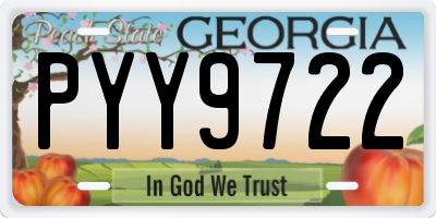 GA license plate PYY9722