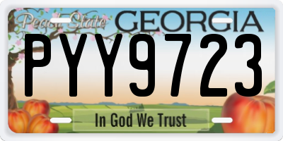 GA license plate PYY9723