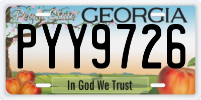 GA license plate PYY9726
