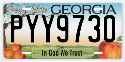 GA license plate PYY9730