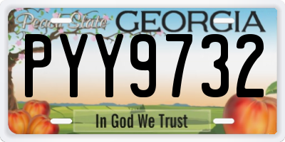 GA license plate PYY9732