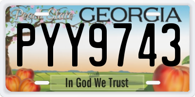 GA license plate PYY9743