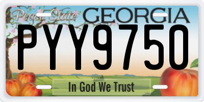 GA license plate PYY9750