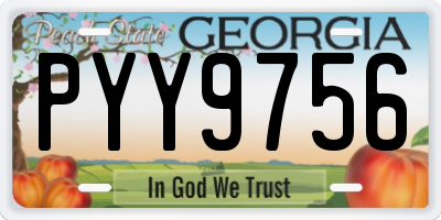 GA license plate PYY9756