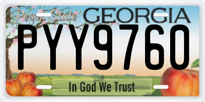 GA license plate PYY9760