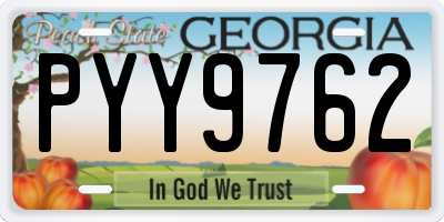 GA license plate PYY9762