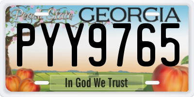 GA license plate PYY9765