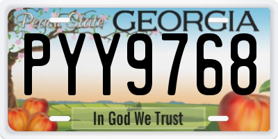 GA license plate PYY9768