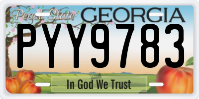 GA license plate PYY9783