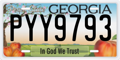 GA license plate PYY9793