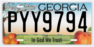 GA license plate PYY9794