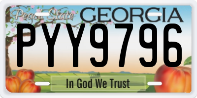 GA license plate PYY9796