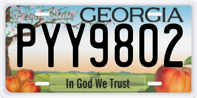 GA license plate PYY9802