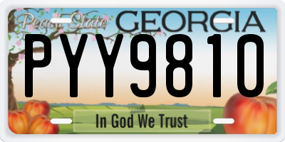 GA license plate PYY9810