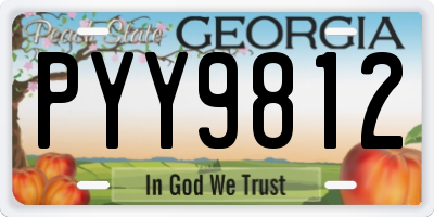 GA license plate PYY9812