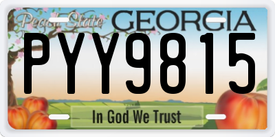 GA license plate PYY9815