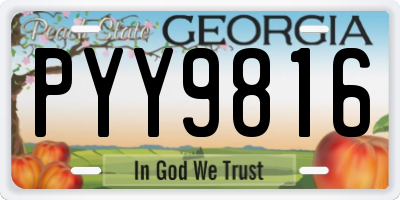 GA license plate PYY9816