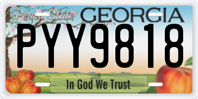 GA license plate PYY9818