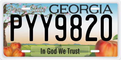 GA license plate PYY9820