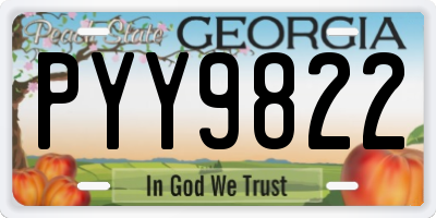 GA license plate PYY9822