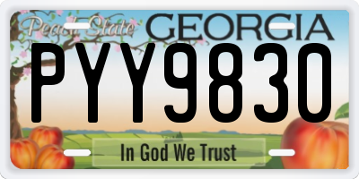 GA license plate PYY9830