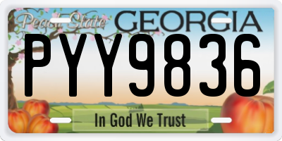 GA license plate PYY9836