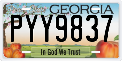 GA license plate PYY9837
