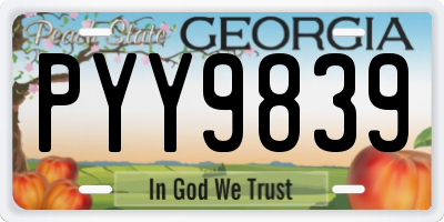 GA license plate PYY9839