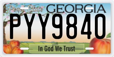 GA license plate PYY9840