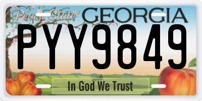 GA license plate PYY9849