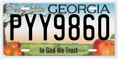 GA license plate PYY9860