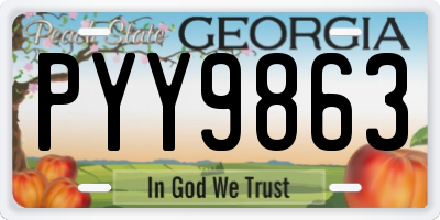 GA license plate PYY9863